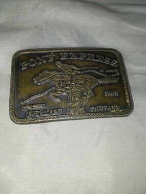 Pony Express Overland Mail Company Western 1970's Vintage Belt Buckle